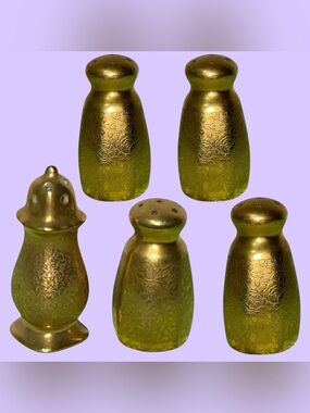 Pickard Salt & Pepper Shakers Lot Of 5 Gold Gilt 2” Vintage Japan